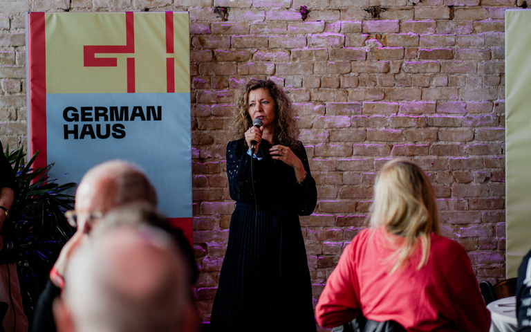 Katja Lucker, Initiative Musik, im German Haus, Austin, Texas, USA.  | © Alexander Schliephake for GERMAN HAUS 2026